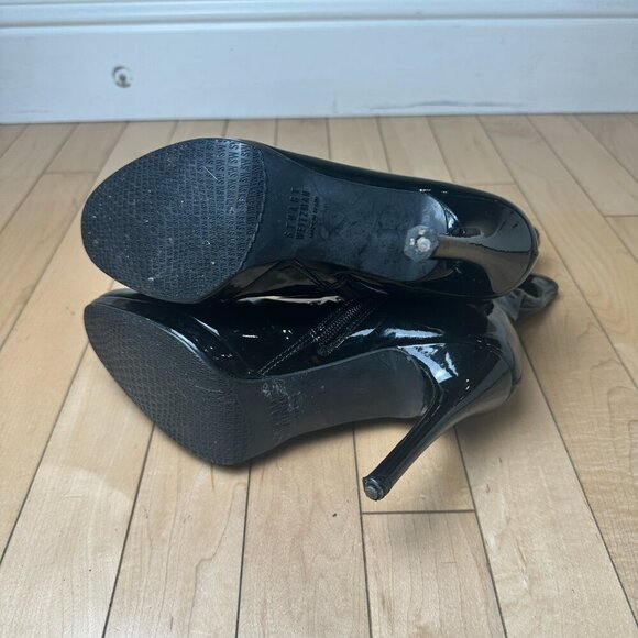 STUART WEITZMAN Women's Apollo Patent Leather Black Ankle Boot Stiletto Size 7.5 - Picture 10 of 13